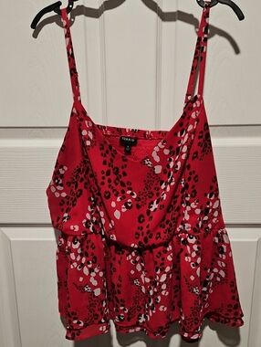 Torrid Red Leopard Peplum Cami with Black & White Spots